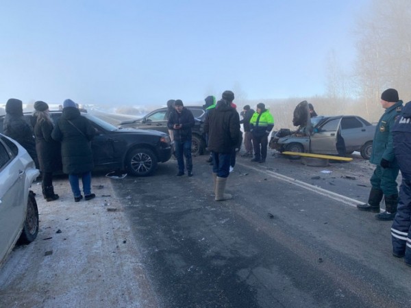 Опубликованы фото массовой аварии на трассе М-9 в Тверской области