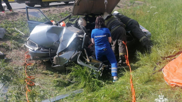 Под Тверью машина влетела в столб, водителя из груды металла доставали спасатели Под Тверью машина влетела в столб, водителя из груды металла доставали спасатели
