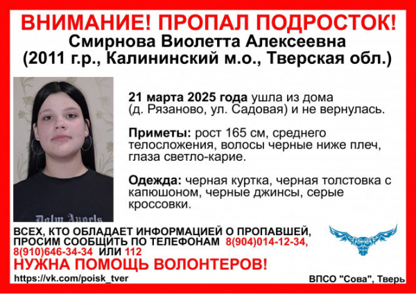 Пропавшую под Тверью 13-летнюю школьницу ищут кинологи Пропавшую под Тверью 13-летнюю школьницу ищут кинологи