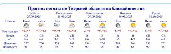 В Тверской области на новой неделе похолодает до -5