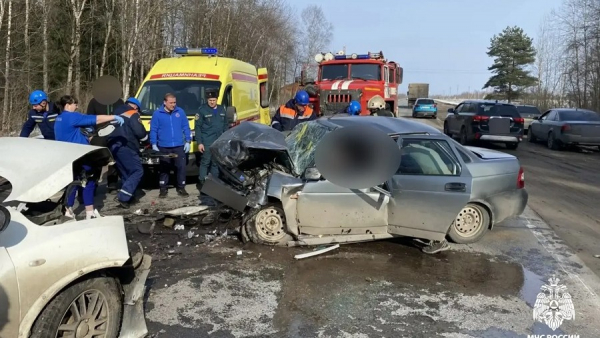 Под Тверью спасатели достали людей из разбитой легковушки Под Тверью спасатели достали людей из разбитой легковушки
